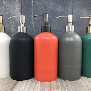 In Stock**Ceramic Soap Dispenser - Stoneware Lotion Pump - Pottery Dispensers - Assorted Colors -  Hand Thrown Soap Dispensers - SatinMatte