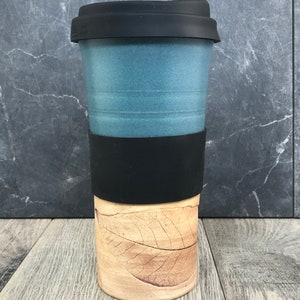 IN STOCK Ceramic Travel Tumblers Stoneware Mugs Pottery Tumblers Assorted Colors Hand Thrown Tumblers Hand pressed Leaves Blue