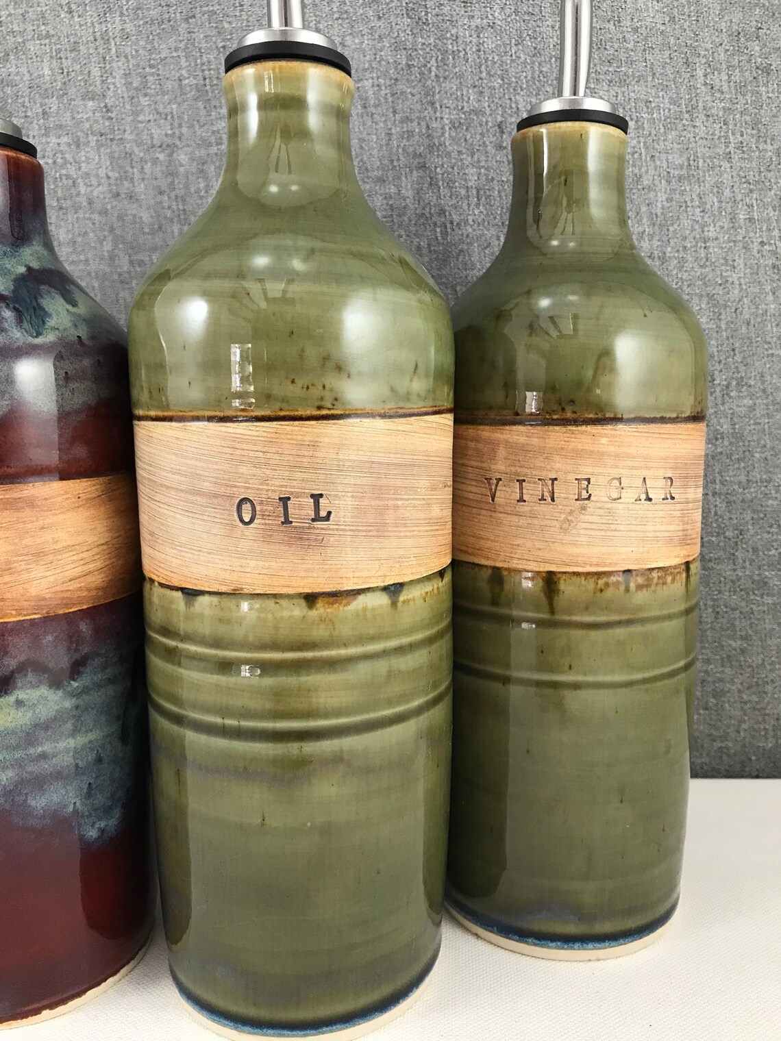 Made to order Ceramic olive oil cruet stoneware Etsy