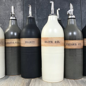 Custom Order/Made to order - Customizable Oil Bottles - Stoneware Oil Cruets - Pottery Bottles - Hand Thrown Oil bottles