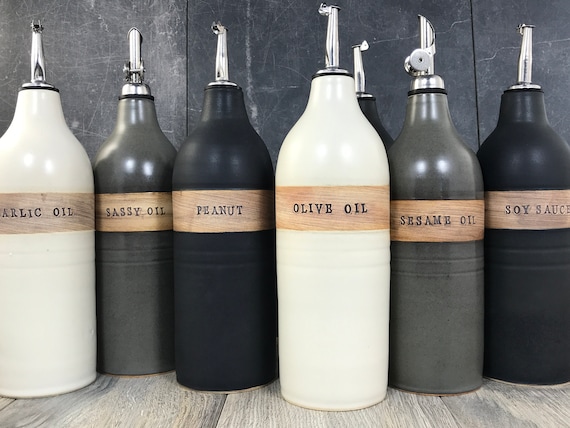 Custom Stoneware Oil Bottle – Hand Thrown Pottery Cruet