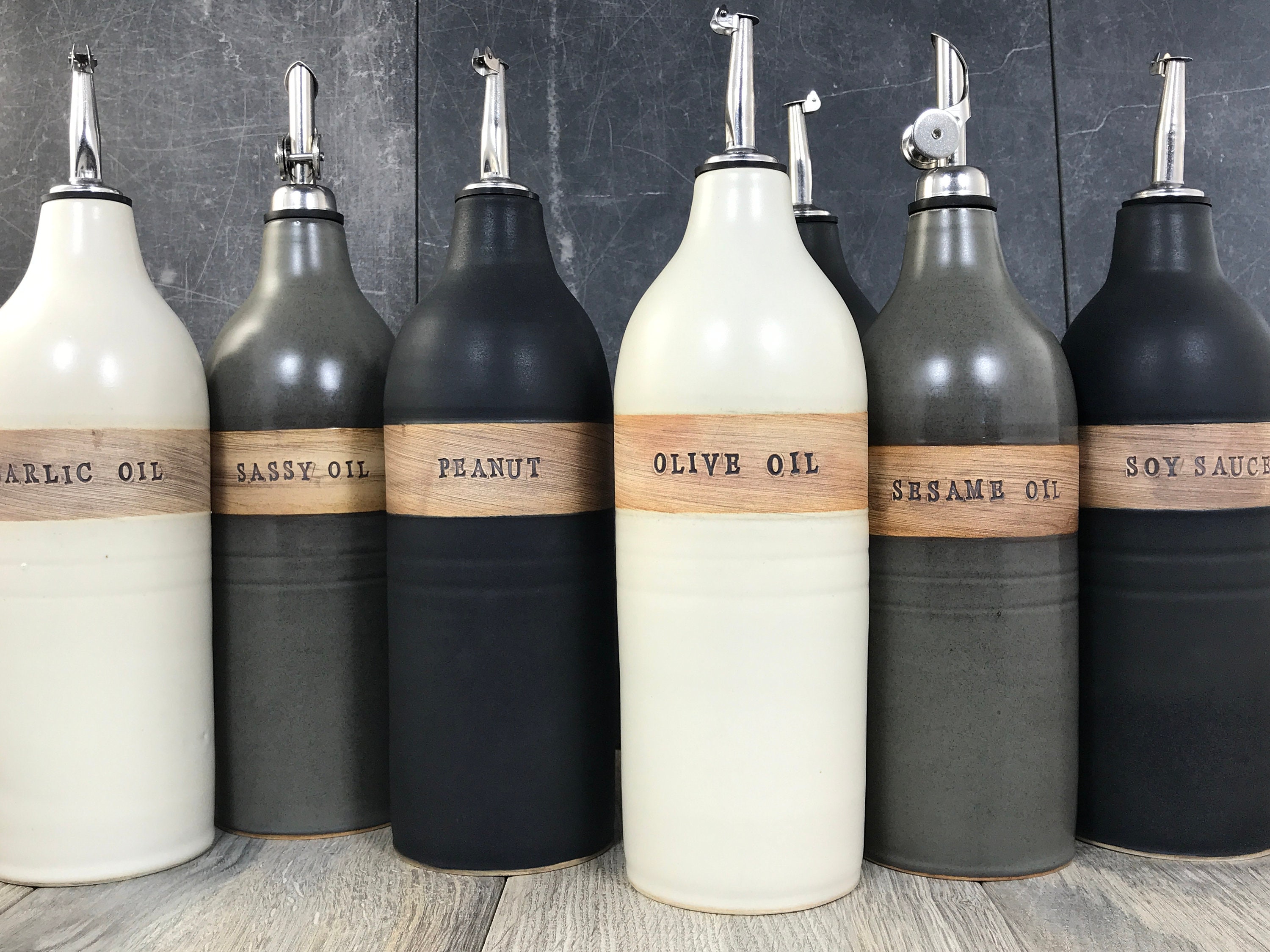 Custom Order/made to Order Customizable Oil Bottles Stoneware Oil Cruets  Pottery Bottles Hand Thrown Oil Bottles 