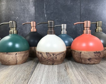 In Stock**Ceramic Soap Dispenser - Stoneware Lotion Pump - Pottery Dispensers - Assorted Colors -  Hand Thrown Soap Dispensers - Satin Matte
