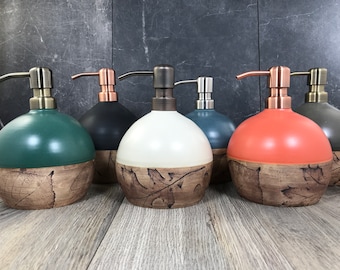 Hand Thrown Ceramic Soap Dispenser – Satin Matte Stoneware Lotion Pump