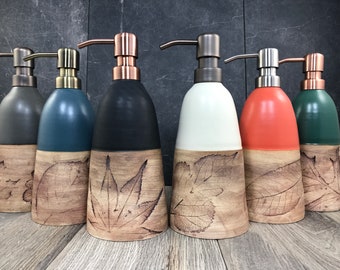 In Stock**Ceramic Soap Dispenser - Stoneware Lotion Pump - Pottery Dispensers - Assorted Colors - Hand Thrown Soap Dispensers - Satin/Matte