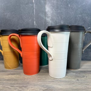 IN STOCK** Ceramic Travel mug / Commuter mug with silicone lid - Solid Glaze Travel Mugs