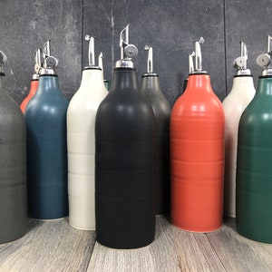 In Stock** Ceramic Oil Bottles - Stoneware Oil Cruets - Pottery Bottles - Hand Thrown Oil bottles - Assorted Colors