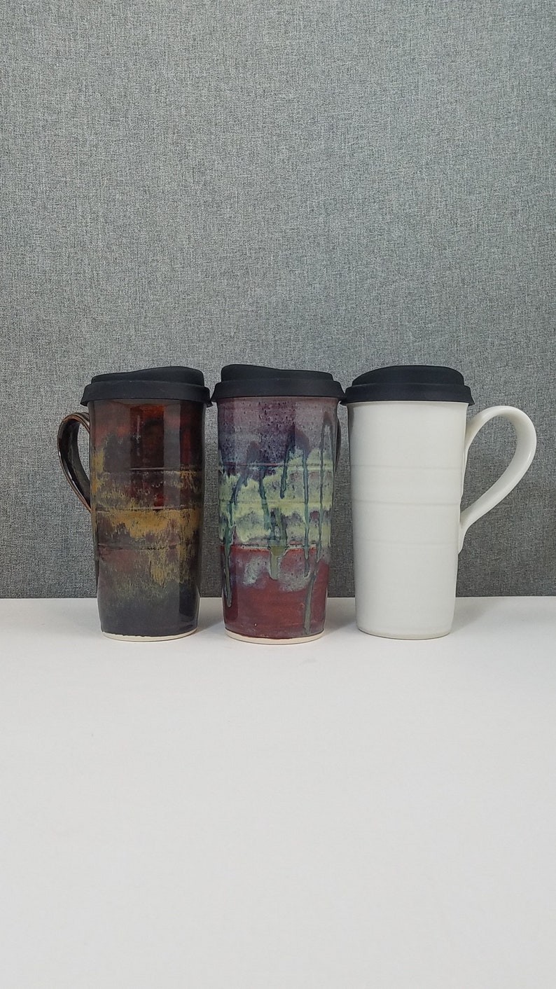IN STOCKPottery Travel mug / Commuter mug with silicone lid Etsy