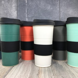 In Stock** Ceramic Travel Tumblers - Stoneware Mugs - Pottery Tumblers - Assorted Colors -  Hand Thrown Tumblers