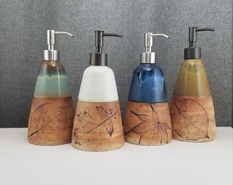 IN STOCK*Ceramic Soap Dispenser Handmade Pottery Lotion Dispenser Pottery- White, Yellow, Blue, Teal