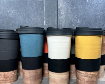 Hand Thrown Ceramic Travel Tumbler – Stoneware Pottery Mug - OX