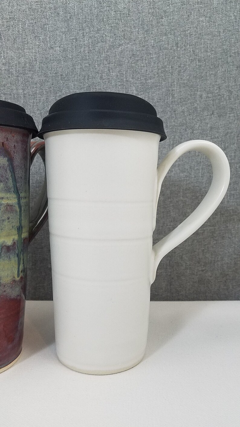 IN STOCKPottery Travel mug / Commuter mug with silicone lid Etsy