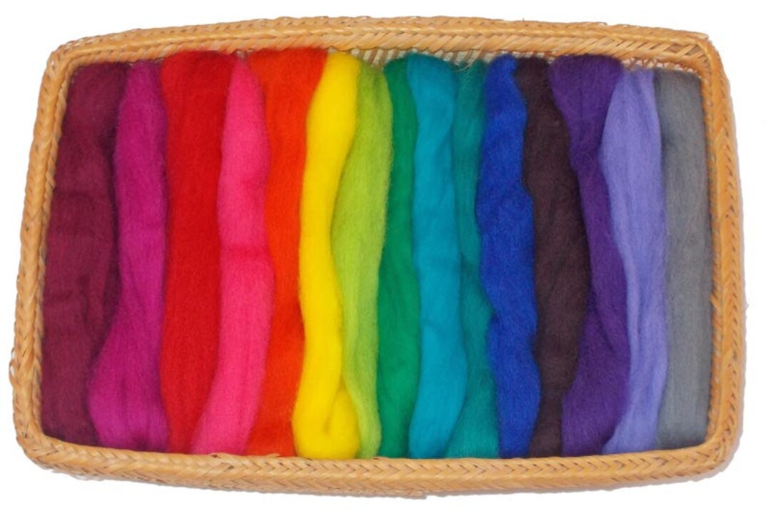 NZ Corriedale Wool Roving 15 Vivid Color Assortment Etsy
