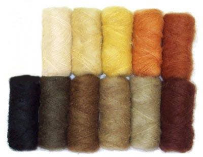 Light Weight Small Loop Boucle Mohair Yarn in Doll Hair Colors 3
