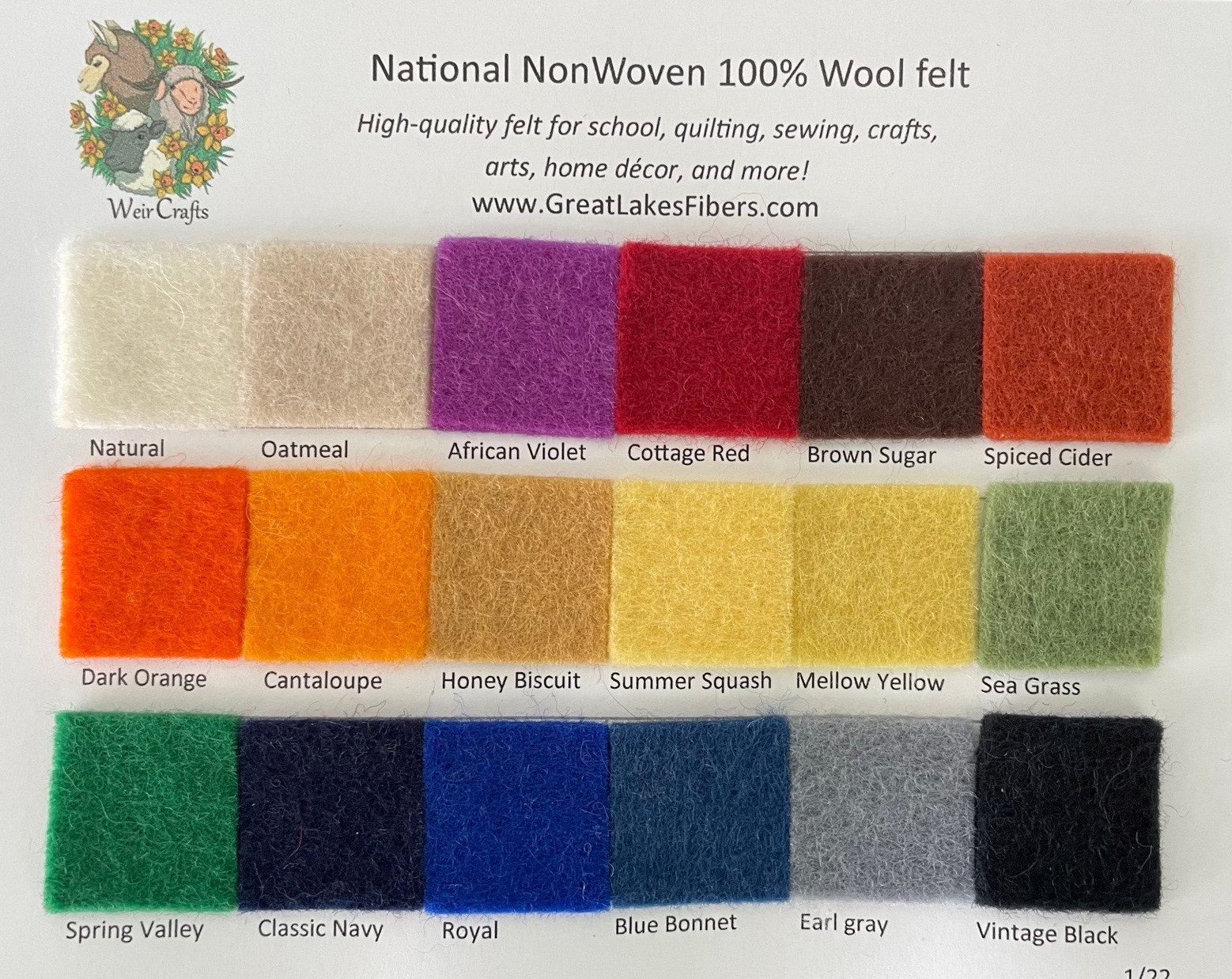 Swatch Card: 100% Wool Felt from National Nonwovens