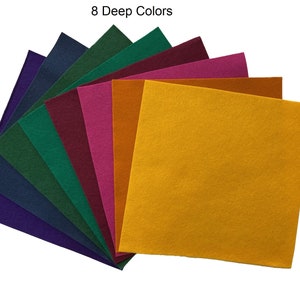 100% Wool Felt - 8 Deep Colors - pure merino wool