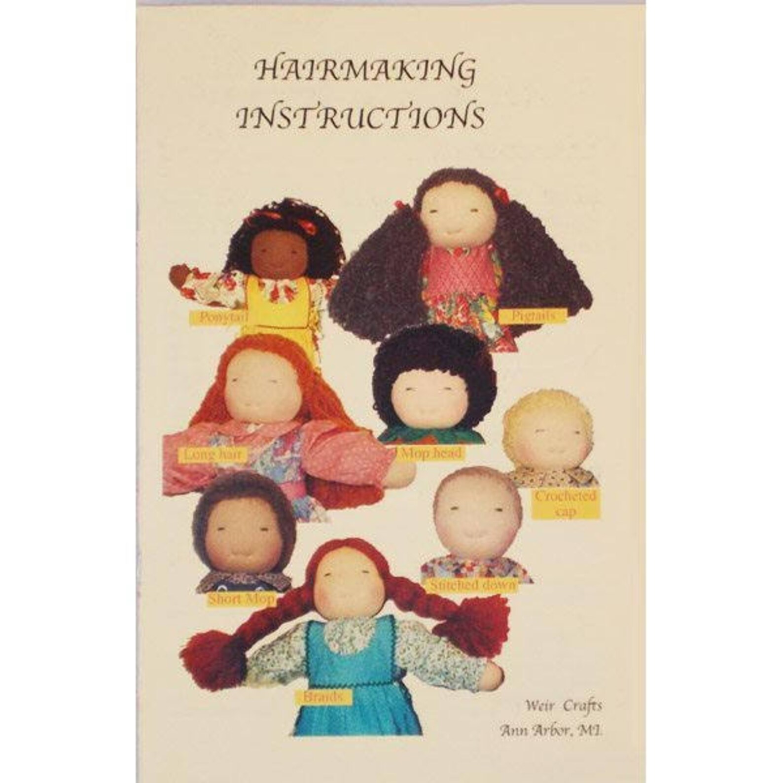 Waldorf Doll Hair Instruction Booklet Etsy