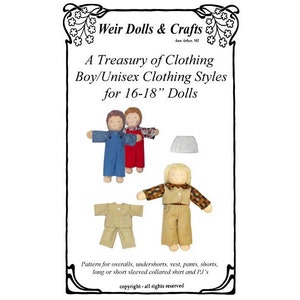 Waldorf Doll Boy Clothing Patterns for 16&quot;-18&quot; dolls