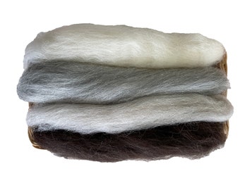NZ Corriedale Wool Roving -4 natural Undyed Colors Assortment