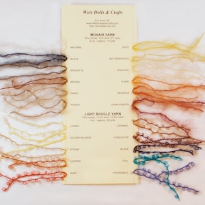 Swatch Card: Mohair and Boucle Mohair Yarns