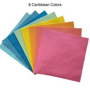 100% Wool Felt - 8 Caribbean Colors - pure merino wool