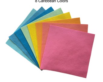 100% Wool Felt - 8 Caribbean Colors - pure merino wool