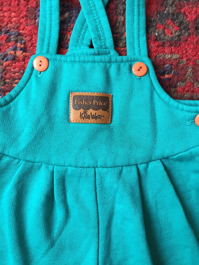 Vintage 1980s Teal Sweatsuit Romper Overalls 6-12 Months