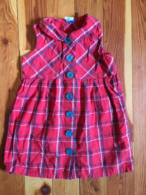 Vintage Red Plaid Peter Pan Collar Summer Toddler Dress 18 Etsy