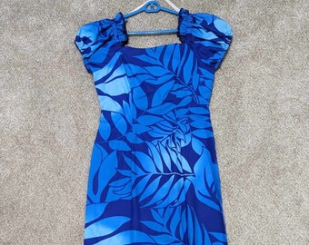 Vintage Blue on Blue Made in Hawaii Dress