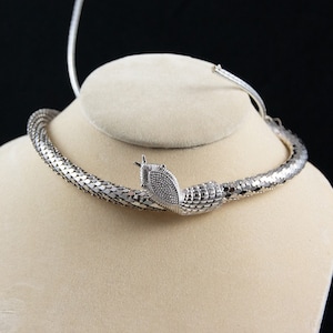 Bright Silver Mesh Snake Necklace