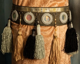 Brown Hip Belt with Tassels and Shisha