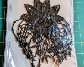 Black Elegance 4 Inch Flower Appliqué NOS (new old stock) in Package