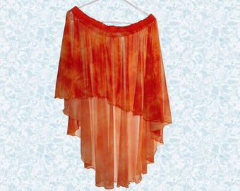 Orange Swirly Sheer Net Fishtail Beach Cosplay Belly Dance Skirt