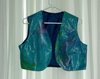 Turquoise Green Blue w Tiny Lurex Stripe Belly Dance Cosplay Bolero
