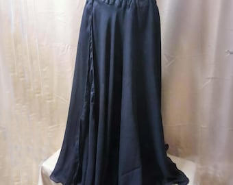 Black Georgette  Circle Belly Dance Cosplay Theatrical Long Skirt