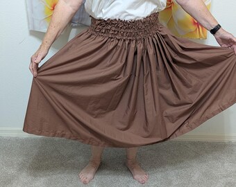 Brown Pa'u Pull on Hawaiian Full Skirt