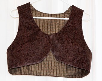 Brown Sleeveless Fully Lined Midriff Belly Dance Vest