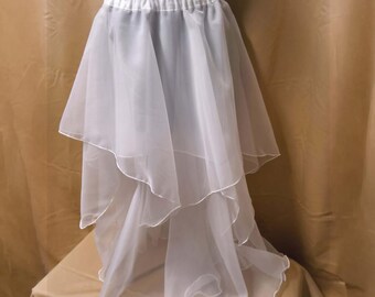 White Chiffon Maxi Tiered Circle Cosplay Theatrical Belly Dance Skirt
