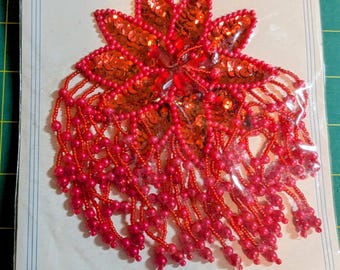 Red Elegance 4 Inch Flower Appliqué NOS (new old stock) in Package