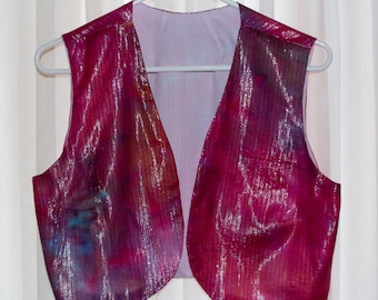 Red Pink  w Tiny Lurex Stripe Belly Dance Cosplay Bolero