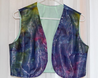 Green Blue w Tiny Lurex Stripe Belly Dance Cosplay Bolero