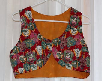 Sleeveless Midriff Lined Belly Dance Bolero Vest