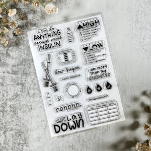 Diabetes 4 x 6 stempelset // fotopolymeerstempels | Gezondheidsstempels | Clear Stamps