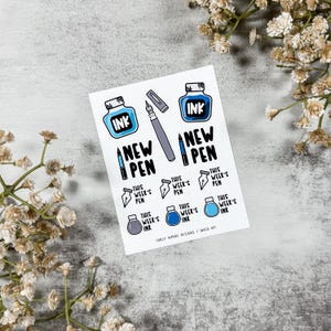 Inked Up Sticker Sheet - Blue | Fountain Pen Stickers | Ink Stickers