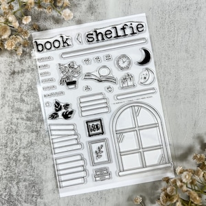 My Bookshelfie-stempelset van 6 x 8 // fotopolymeerstempels | Postzegels lezen | Clear Stamps