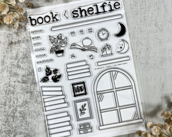My Bookshelfie 6x8 Stamp Set // Photopolymer Stamps | Reading Stamps | Clear Stamps