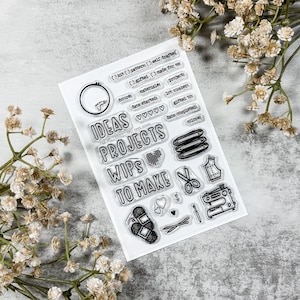 Fiber Arts-stempelset van 4 x 6 // fotopolymeerstempels | Gehaakte stempels | Naaistempels | Clear Stamps