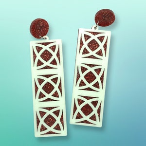 Glow in the dark Atomic Breeze Block Acrylic Earrings - Orange