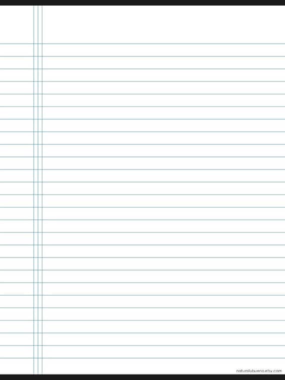 Lined School Paper Binder Paper Etsy