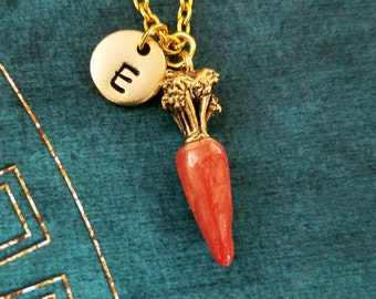 Carrot Necklace VERY SMALL Carrot Charm Necklace Carrot Jewelry Orange Carrot Pendant Necklace Initial Necklace Vegetable Necklace Gift